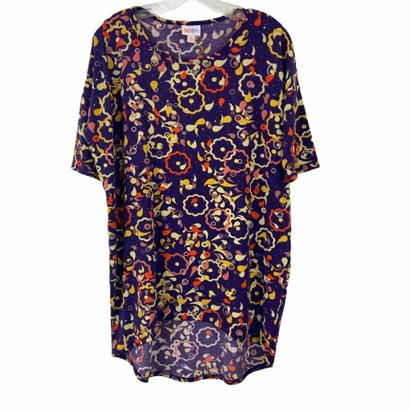 Lularoe Irma Purple Print Tunic Tee Shirt XXS - Picture 1 of 6